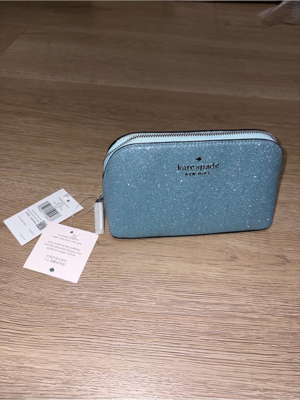 Kate Spade Glitter Fabric Small Cosmetic Bag New With Tag